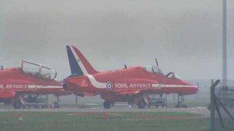 The Red Arrows are carrying out their winter training at the airbase