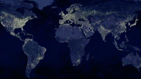 Earth from above at night