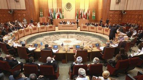 The Arab League in session in Cairo, 12 November
