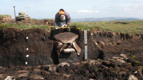 The excavated cist at Whitehorse Hill on Dartmoor
