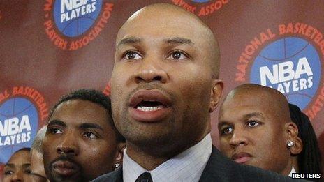 President of the NBA Players' Association Derek Fisher of the Los Angeles Lakers