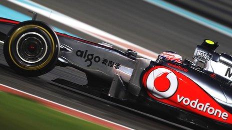 Jenson Button in Formula One car
