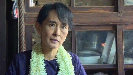 Aung San Suu Kyi gives an interview to the BBC