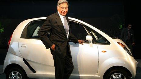Ratan Tata with the Nano, Jan 2009