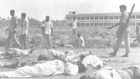A massacre at Jessore during the Bangladesh war of independence from Pakistan, 1971