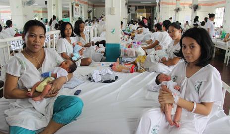 Mothers with babies at the Jose Fabella Hospital in Manila