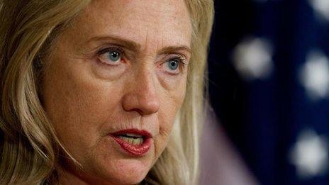US Secretary of State Hillary Clinton speaks on Iran sanctions