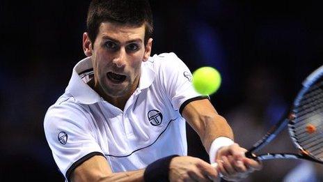 Novak Djokovic on his way to victory over Janko Tipsarevic