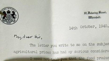 A letter signed by Sir Winston Churchill
