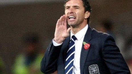 Wales manager Gary Speed shouts out instuctions during the 4-1 friendly win over Norway