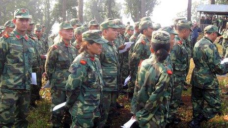 Maoist fighters in Nepal