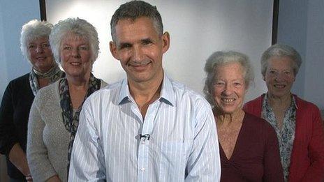 Professor Tim Spector and two sets of identical twins