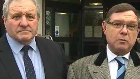 Former Chief Insp Thomas Page (l) and his barrister Gregory Bull outside court