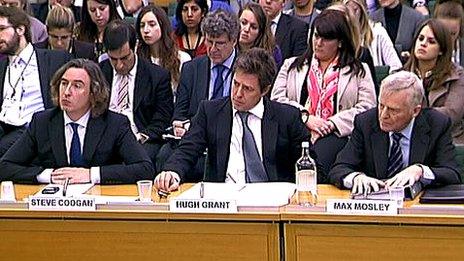 Steve Coogan, Hugh Grant, Max Mosley giving evidence