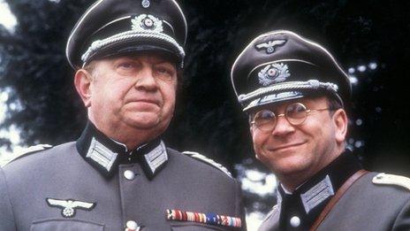 Richard Marner as Colonel Von Strohm and Sam Kelly as Captain Hans Geering