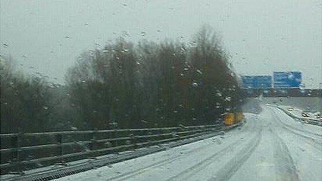 Picture of hail on the M4 near Coryton, taken by David of Cardiff