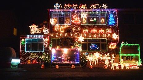 A Christmas light display in Wellingborough