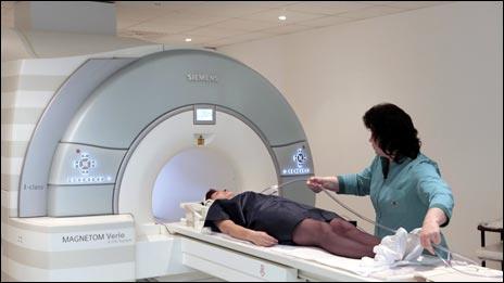 Patient going into an MRI scanner