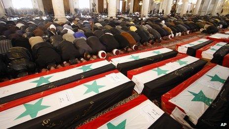 Funerals at the Umayyad Mosque, Damascus, 24 Dec