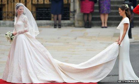 Kate Middleton and sister Pippa arrive at Westminster Abbey for the royal wedding