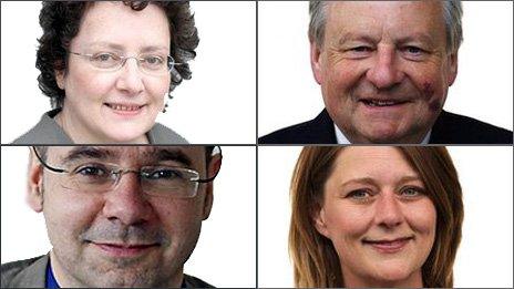 Elin Jones, Lord Elis Thomas, Simon Thomas and Leanne Wood are vying to become Plaid Cymru leader