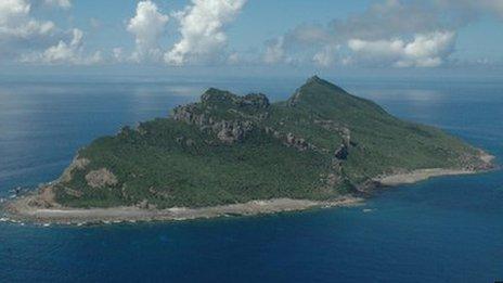 One of the disputed islands, in an image released by the Japanese Maritime Self-Defence Force on 15 September 2010