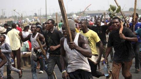 Protesters in Lagos, 9 January