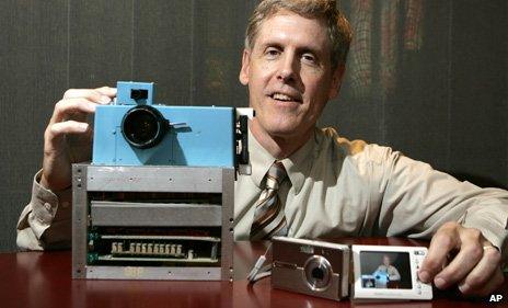 The first digital camera, invented by Steven Sasson of Kodak in the 1970s