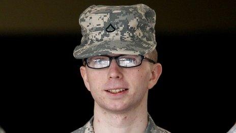 Pte Bradley Manning appearing for his pretrial hearing at Fort Meade, Maryland, 22 December 2011