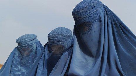 Afghan women wearing burkas