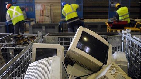 Old PCs at recycling centre near Paris - file pic