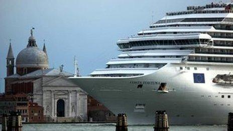A cruise ship in the Venice lagoon