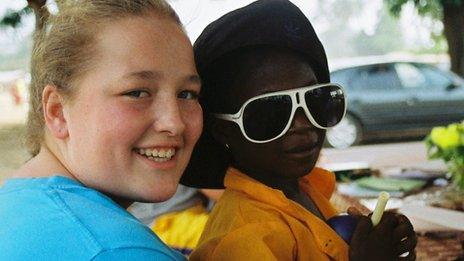 Chantelle Harris and friend in Sierra Leone