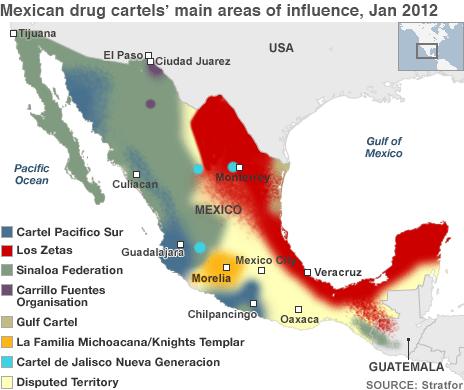 Mexico drug cartels map
