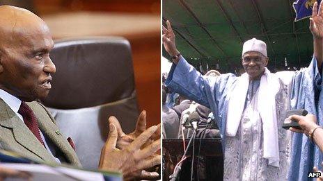 L: Abdoulaye Wade in 2009; R: Mr Wade in 2001
