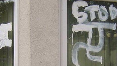 Swastikas on a home in Greater Manchester