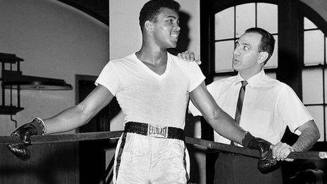 Angelo Dundee with Muhammad Ali, then named Cassius Clay, in 1962