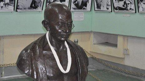 Bust of Mahatma Gandhi at the Gandhi Ashram Trust
