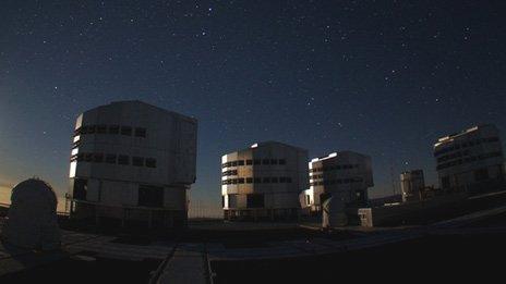 Night scene Paranal observatory, Chile