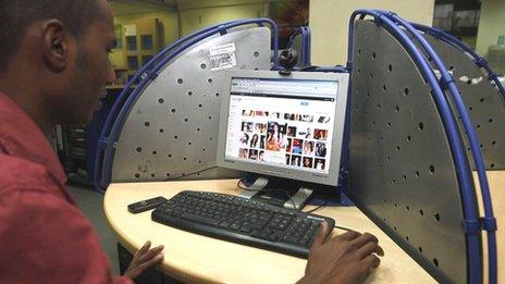 Internet user in Hyderabad, India, file pic