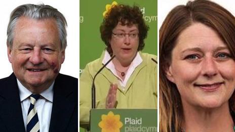 Plaid Cymru leadership candidates: L-R: Dafydd Elis Thomas, Elin Jones, Leanne Wood