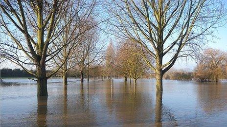 A flooded Admirals Park in Chelmsford in January 2011