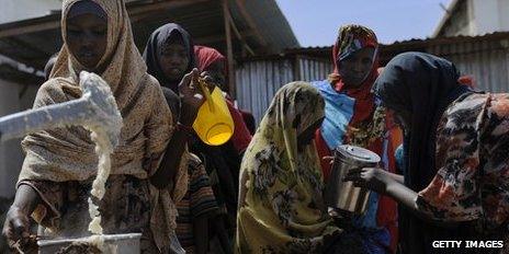 Displaced people at a camp in Somalia