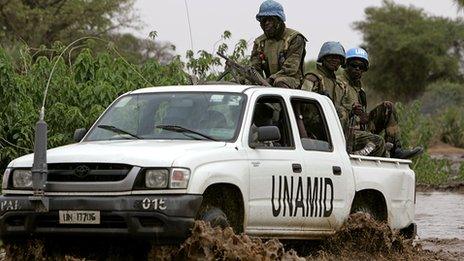 Unamid peacekeepers in Darfur (file image)