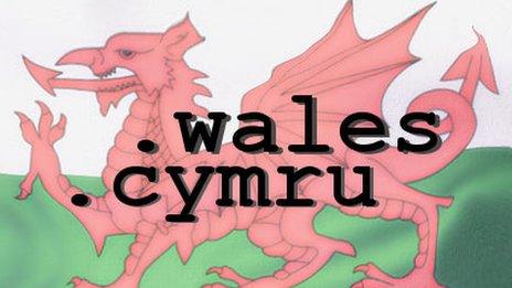 Welsh flag with .wales and .cymru