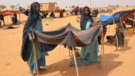 Malian refugees at a camp in Chinegodar, western Niger, close to the Malian border, on 4 February 2012