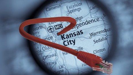 Kansas City map and ethernet cable