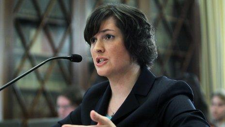 Sandra Fluke, law student at Georgetown University, testifies on Capitol Hill on whether contraceptive services should be included in health insurance policies 23 February 2012