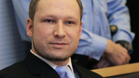 Anders Behring Breivik in court in Oslo, 6 February