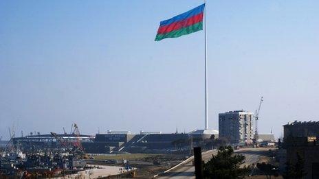 The site of the concert hall being built in Baku to host the Eurovision song contest in May, 14 January